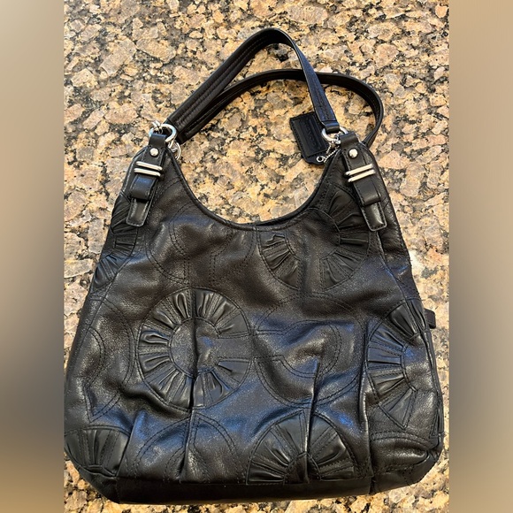 Coach Handbags - RARE Leather Embossed Coach Madison Maggie Op Art embossed